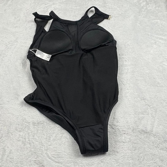 Black Mesh One Piece Swimsuit Bathing suit Minimalist Resort Luxe Sophisticated - Picture 8 of 12